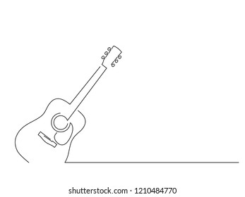 Acoustic guitar isolated line drawing, vector illustration design. Music collection.