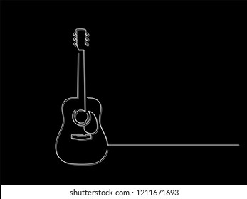 Acoustic guitar isolated line drawing, vector illustration design. Music collection.