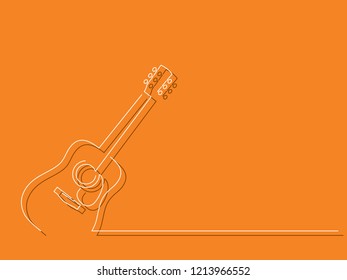 Acoustic guitar isolated line drawing, vector illustration design. Music collection.