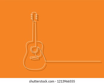 Acoustic guitar isolated line drawing, vector illustration design. Music collection.