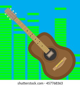 Acoustic guitar isolated. Music rock, vector illustration