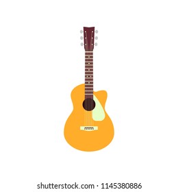 Acoustic guitar isolated on white background. Vector musical instrument