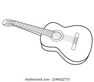 Acoustic guitar isolated on white background. Vector illustration