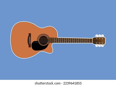 acoustic guitar, Isolated on white background, Used to play music and notes, Vector illustration.