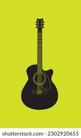 Acoustic guitar isolated on white. Vector illustration.
