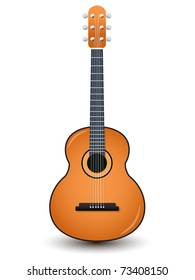 Acoustic guitar isolated on a white