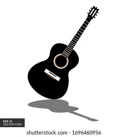 Acoustic guitar with isolated shades of white background. Vector illustration