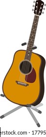 acoustic guitar isolated vector illustration