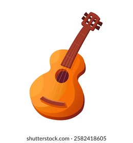 Acoustic guitar isolated. Vector illustration in cartoon style.