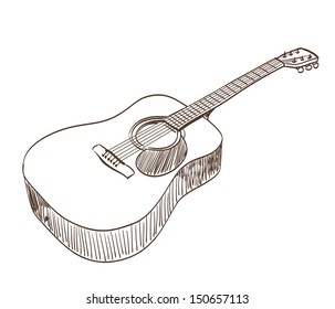 acoustic guitar in line art style
