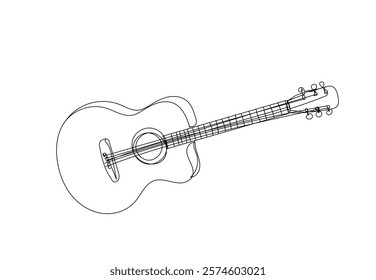 acoustic guitar , line drawing style, vector  illustration