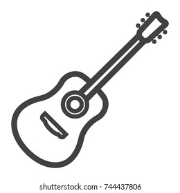 Acoustic guitar line icon, music and instrument, sound sign vector graphics, a linear pattern on a white background, eps 10.
