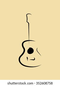 Acoustic guitar line icon Vector illustration