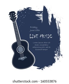 Acoustic Guitar Live Music Banner Template Vector Illustration