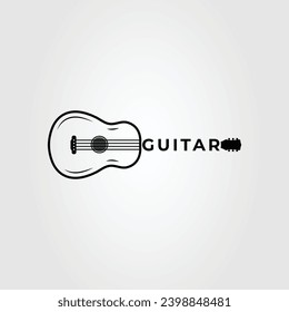 logotipo o bajo de guitarra acústica para el diseño de ilustración vectorial de símbolo de música