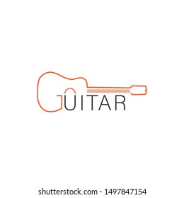 Acoustic Guitar Logo Design Images Stock Vectors