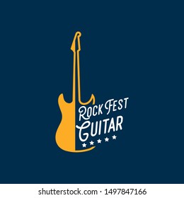 Acoustic Guitar Logo Design Images Stock Vectors