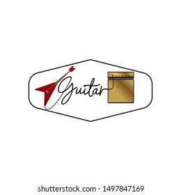 Acoustic Guitar Logo Design Images Stock Vectors