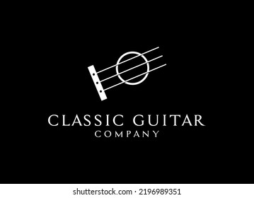 Acoustic Guitar Logo Design Vector Template