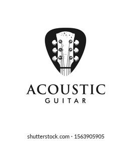Acoustic guitar logo with guitar pick inspiration
