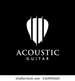 Acoustic Guitar Logo With Guitar Pick And Guitar Strings Inspiration