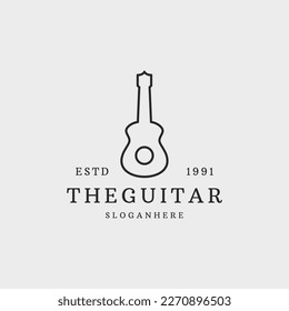 acoustic guitar logo vector template.abstract line symbol of line art icon .