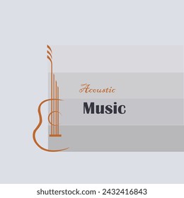 plantilla de vector de logotipo de guitarra acústica. símbolo de línea abstracta de diseño