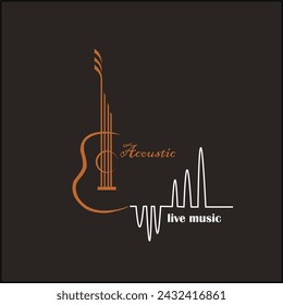 acoustic guitar logo vector template.abstract line symbol of design