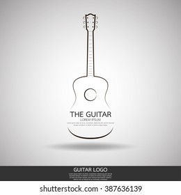 Acoustic Guitar Logo Vector Template.abstract Line Symbol Of Design