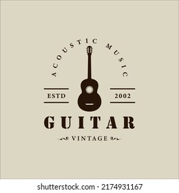 Acoustic Guitar Logo Vintage Vector Illustration Stock Vector (Royalty ...