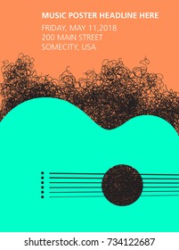 An acoustic guitar made from scribbles ideal for gig flyers or CD art 