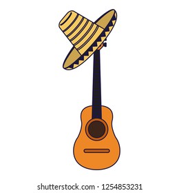 acoustic guitar and mexican hat