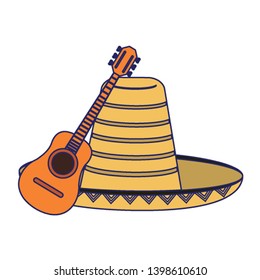 Acoustic guitar and mexican hat
