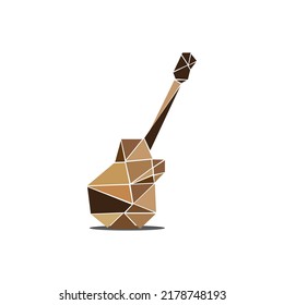 acoustic guitar mosaic vector logo icon