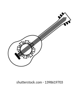 Acoustic guitar music instrument in black and white