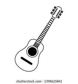 Acoustic guitar music instrument in black and white