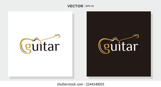 Acoustic guitar music minimalist logo design