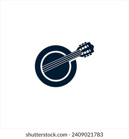 Acoustic guitar music minimalist logo design