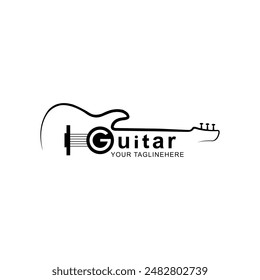 Acoustic guitar music minimalist logo 