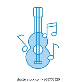 acoustic guitar with music notes