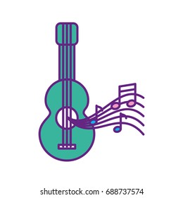 acoustic guitar with music notes