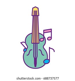 acoustic guitar with music notes