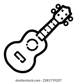 Acoustic Guitar Music Outline Icon Isolated On White Background