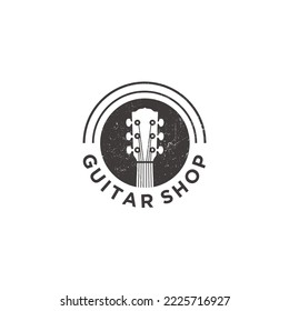 Acoustic guitar music rustic logo design	
