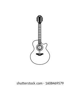 Acoustic guitar music in trendy flat design