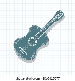 Acoustic guitar .Musical instrument, drawing