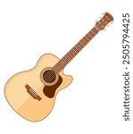 acoustic guitar musical instrument flat style vector illustration isolated on white background