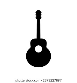 Acoustic guitar musical instrument flat vector icon