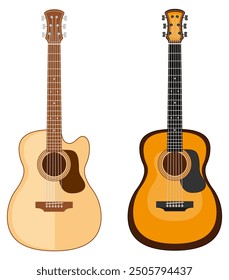 acoustic guitar musical instrument flat style vector illustration isolated on white background