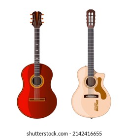 Acoustic guitar or musical instrument icons set.